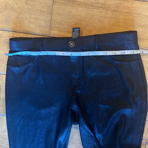 Black shiny stretch pants. Like new. - Picture 3 of 5